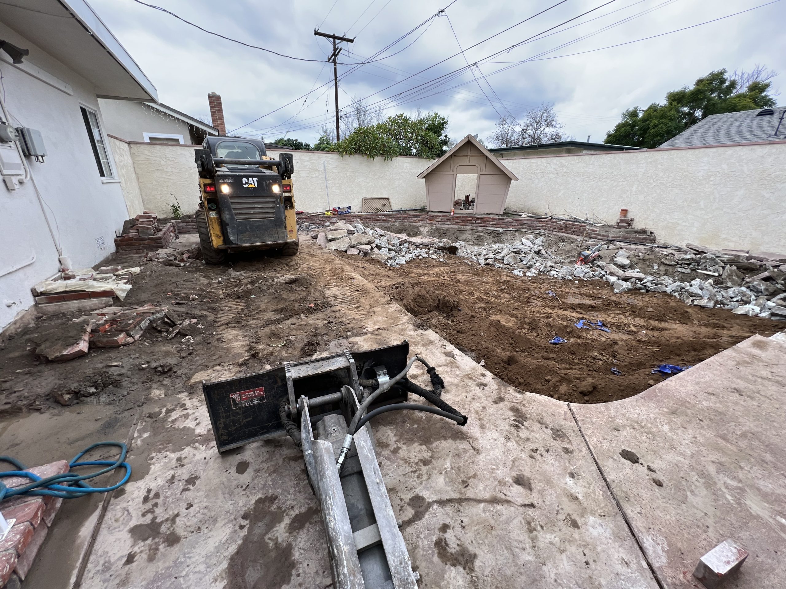 pool demolition debris